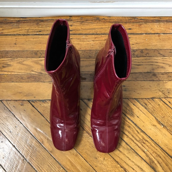 SOLD Zara Burgundy Red Patent Boots - Picture 4 of 7